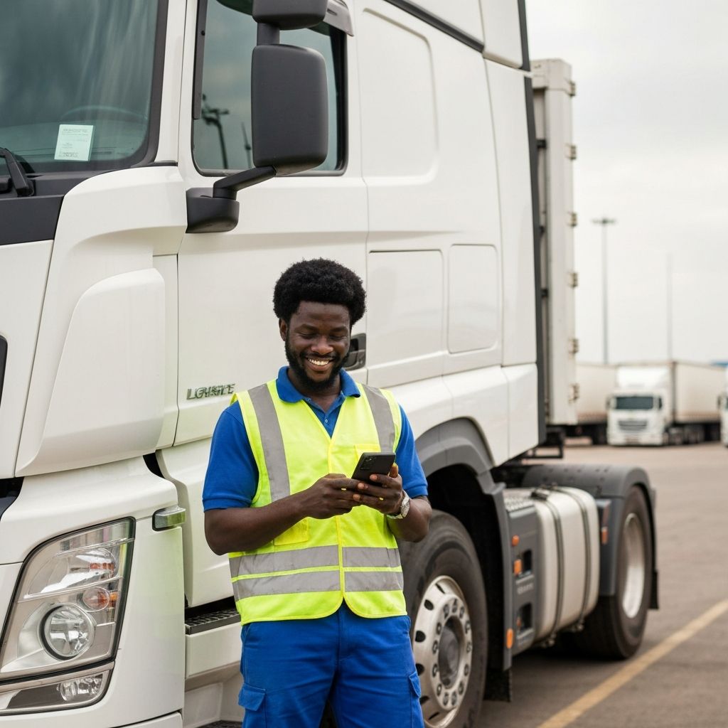 African truck driver using Penterm mobile app