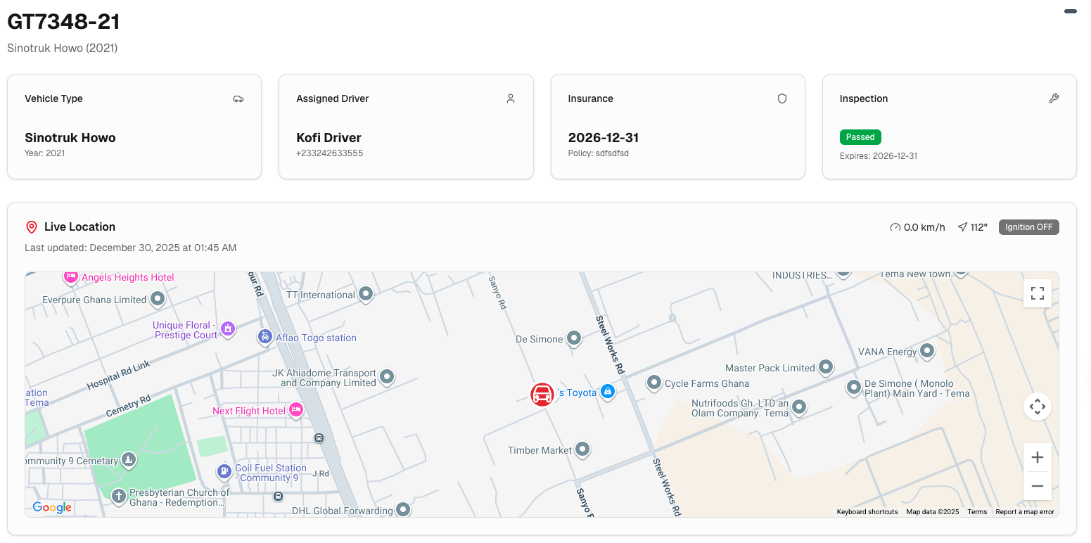 Vehicle Tracking Dashboard