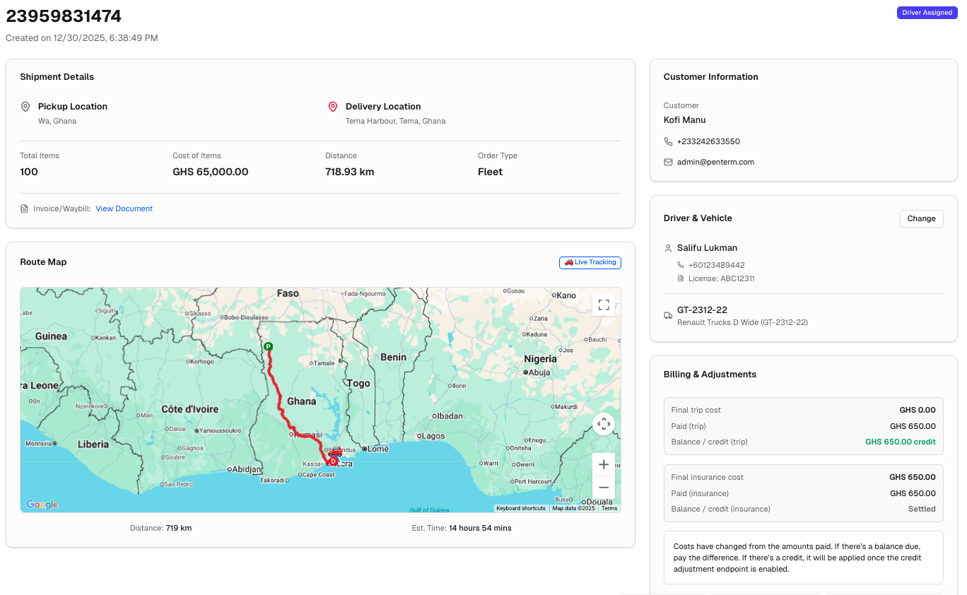 Penterm Shipment Tracking Dashboard
